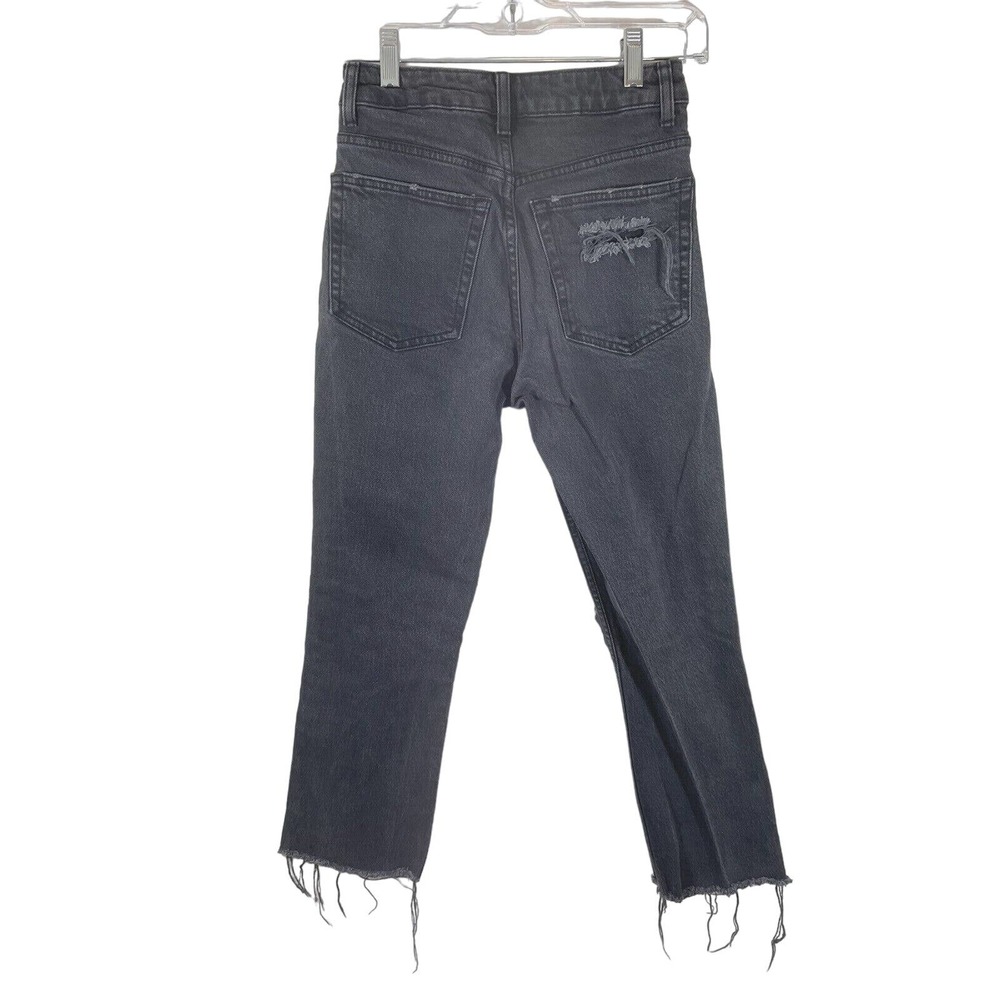 Topshop Ripped Destroyed Faded Black Straight Leg Jeans - Picture 6 of 9